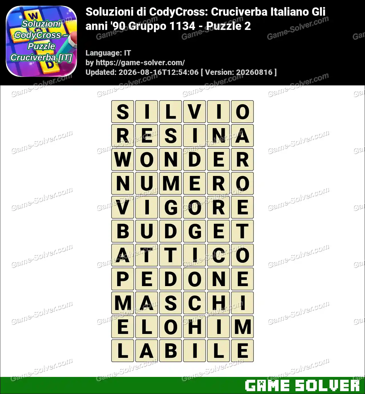 Soluzioni di CodyCross: Cruciverba Italiano Gli anni ’90 Gruppo 1134 – Puzzle 2